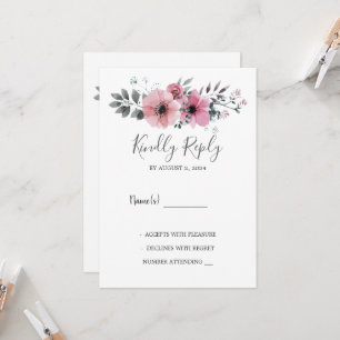 Moderne, elegante Aquarellfarben-Blume Hochzeit vo Einladung