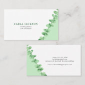 Moderne, elegante Aquarellpflanze Eukalyptus Visitenkarte (Vorne/Hinten)