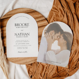 Moderne elegante Arch Black & White Foto Hochzeit Einladung
