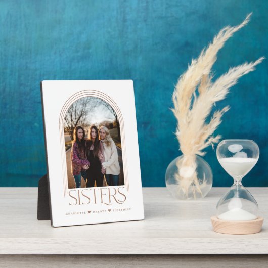 Moderne elegante Arch Frame Sisters Foto Keepake Fotoplatte (Seite)