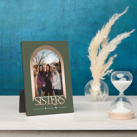 Moderne elegante Arch Frame Sisters Foto Keepake Fotoplatte (Seite)