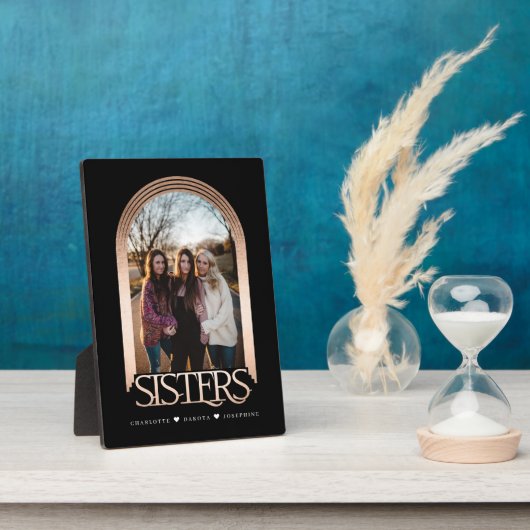 Moderne elegante Arch Frame Sisters Foto Keepake Fotoplatte (Seite)