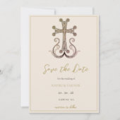 Moderne, elegante armenische Crossehe Save The Date (Vorderseite)