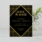 Moderne Elegante Art Deco Geometric Save the Date Folieneinladung (Stehend vorne)
