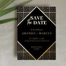 Moderne Elegante Art Deco Geometric Save the Date