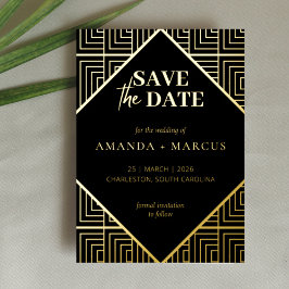 Moderne Elegante Art Deco Geometric Save the Date Folieneinladung