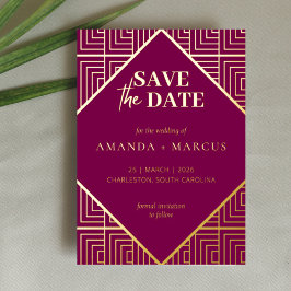 Moderne Elegante Art Deco Geometric Save the Date Folieneinladung