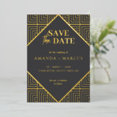 Moderne Elegante Art Deco Geometric Save the Date Folieneinladung (Stehend vorne)