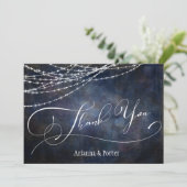 Moderne Elegante Art & Lights auf Navy Grunge Dankeskarte (Stehend Vorderseite)