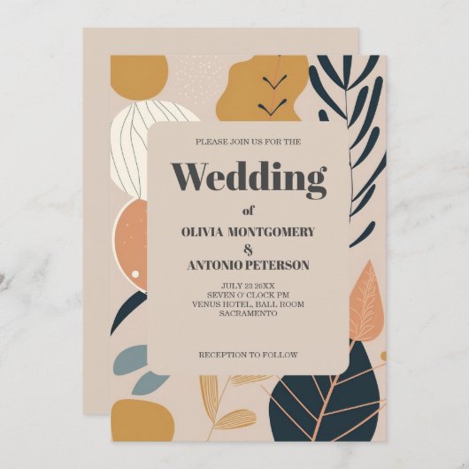 Moderne Elegante Ästhetik Boho Muster Hochzeit Einladung (Vorne/Hinten)