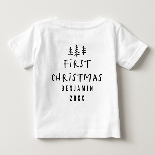 moderne, elegante Baby First Weihnachten Baby T-shirt (Rückseite)