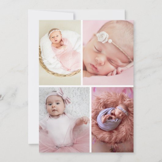 Moderne Elegante Baby Girl Foto Collage Geburt Ankündigung (Rückseite)