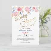 Moderne Elegante Babydusche Einladungen Mädchen (Stehend Vorderseite)