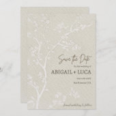 Moderne Elegante Beige Chinoiserie Save the Date Einladung (Vorne/Hinten)