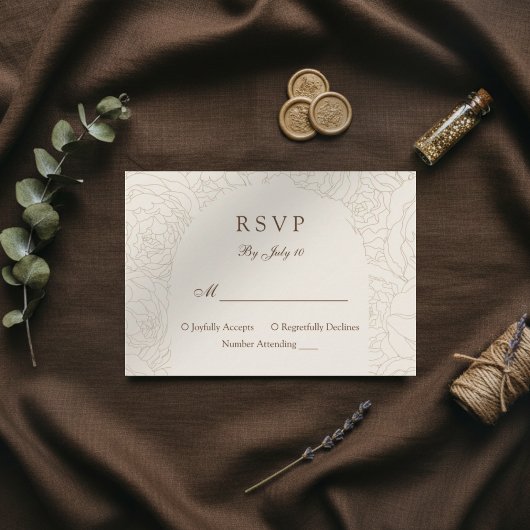 Moderne elegante beige Hochzeitskarte RSVP Karte