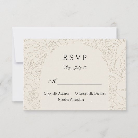 Moderne elegante beige Hochzeitskarte RSVP Karte (Vorderseite)