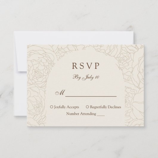 Moderne elegante beige Hochzeitskarte RSVP Karte (Vorderseite)