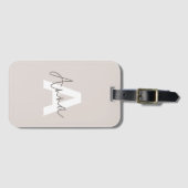 Moderne elegante Beige Monogram Custom Initial Gepäckanhänger (Vorderseite (Horizontal))