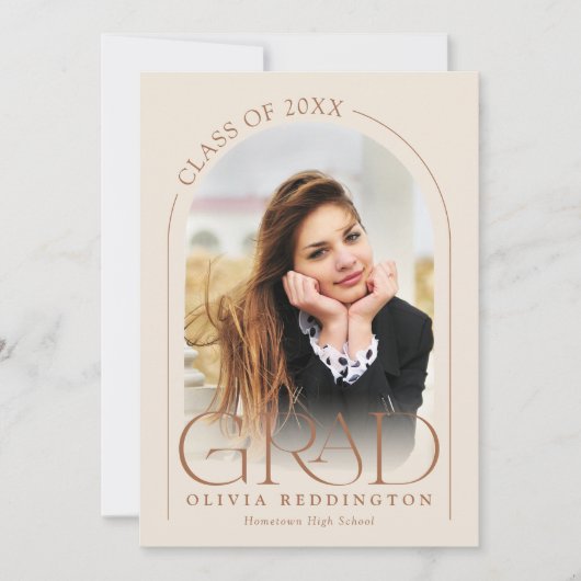 Moderne Elegante Beige Neutral 2 Foto Arch Grad Ankündigung (Vorderseite)