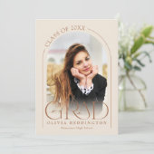 Moderne Elegante Beige Neutral 2 Foto Arch Grad Ankündigung (Stehend Vorderseite)