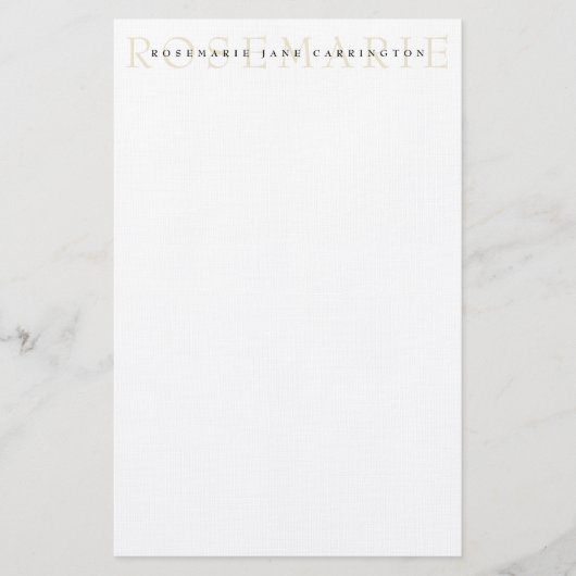 Moderne Elegante Beige Personalisiert Stationery Briefpapier (Vorderseite)