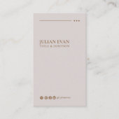 Moderne elegante beige soziale Medien in Verbindun Visitenkarte (Vorderseite)