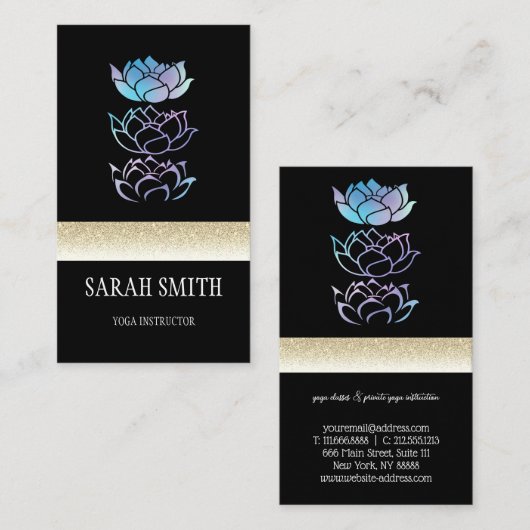 Moderne elegante Berufliche, goldene Lotus-Blume Visitenkarte (Vorne/Hinten)