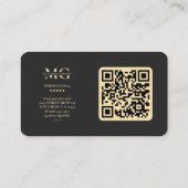 Moderne elegante Berufliche Monogram Dunkelgrau QR Visitenkarte (Rückseite)