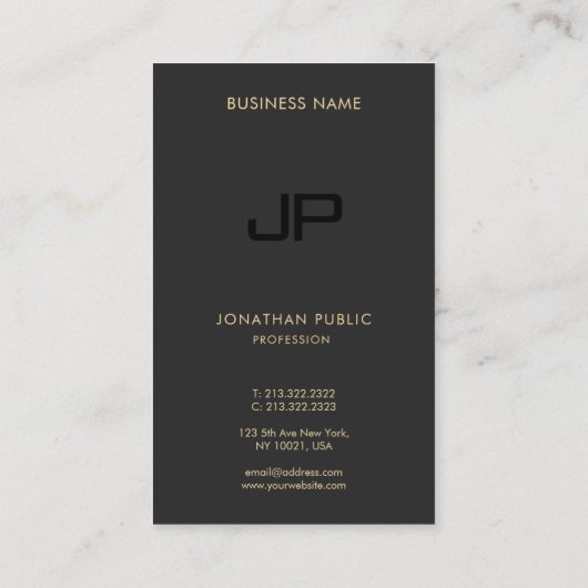 Moderne elegante Berufliche Monogramm-Vorlage Visitenkarte (Rückseite)