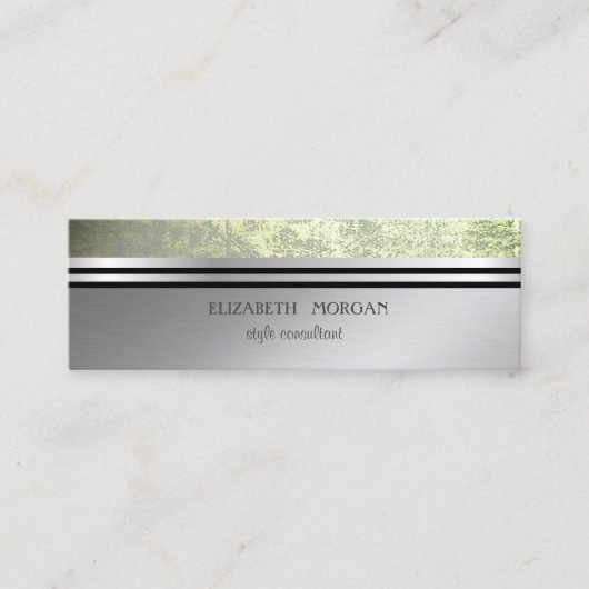 Moderne Elegante Berufliche Silberstreifen grün Mini Visitenkarte (Vorderseite)