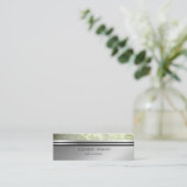 Moderne Elegante Berufliche Silberstreifen grün Mini Visitenkarte (Stehend Vorderseite)