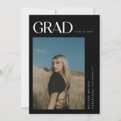 Moderne elegante Black 2-Foto Graduation Party Einladung (Vorderseite)