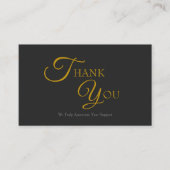Moderne elegante Black and Gold Dankeschön Card Visitenkarte (Vorderseite)