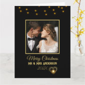 Moderne elegante Black and Gold Mr. and Mrs. Chris Karte (Gelbe Blume)