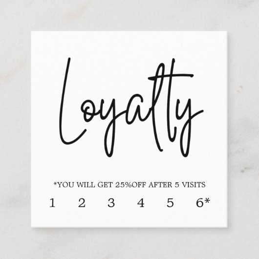 Moderne elegante Black and White Loyalty Card Treuekarte (Vorderseite)
