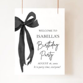 Moderne Elegante Black Bow Coquette Geburtstag Wil Poster