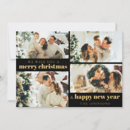 Moderne Elegante Black Gold 4 Foto Weihnachten