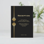 Moderne elegante Black Gold Hochzeit Begleitkarte (Stehend Vorderseite)