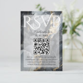 Moderne elegante Black & Gold Hochzeit RSVP Karte (Stehend Vorderseite)