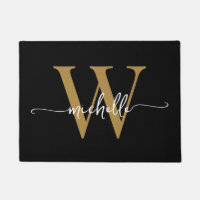 Moderne elegante Black Gold Monogram Name Script D