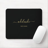 Moderne elegante Black Gold Monogram Script Girly Mousepad (Mit Mouse)