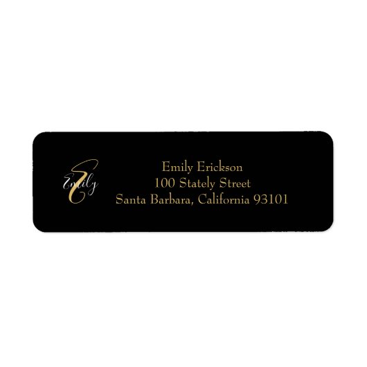 Moderne elegante Black Gold Monogram Script Name (Vorne)