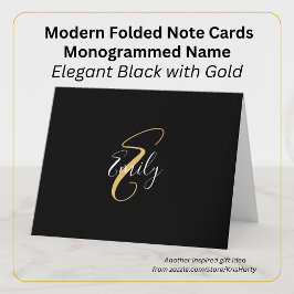 Moderne elegante Black Gold Monogram Script Name