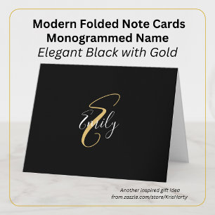Moderne elegante Black Gold Monogram Script Name
