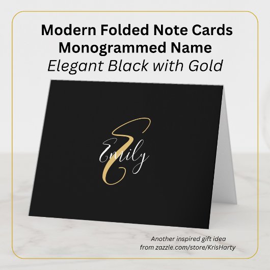 Moderne elegante Black Gold Monogram Script Name