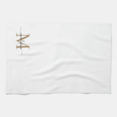Moderne elegante Black Gold Monogram Script Name Geschirrtuch (Horizontal)