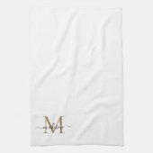 Moderne elegante Black Gold Monogram Script Name Geschirrtuch (Vertikal)