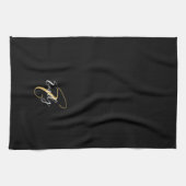 Moderne elegante Black Gold Monogram Script Name Geschirrtuch (Horizontal)