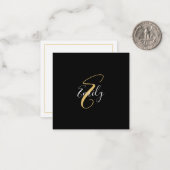 Moderne elegante Black Gold Monogram Script Name Mitteilungskarte (Vorderseite/Rückseite Beispiel)