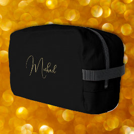 Moderne elegante Black Gold Monogram Travel Cosmet Waschbeutel
